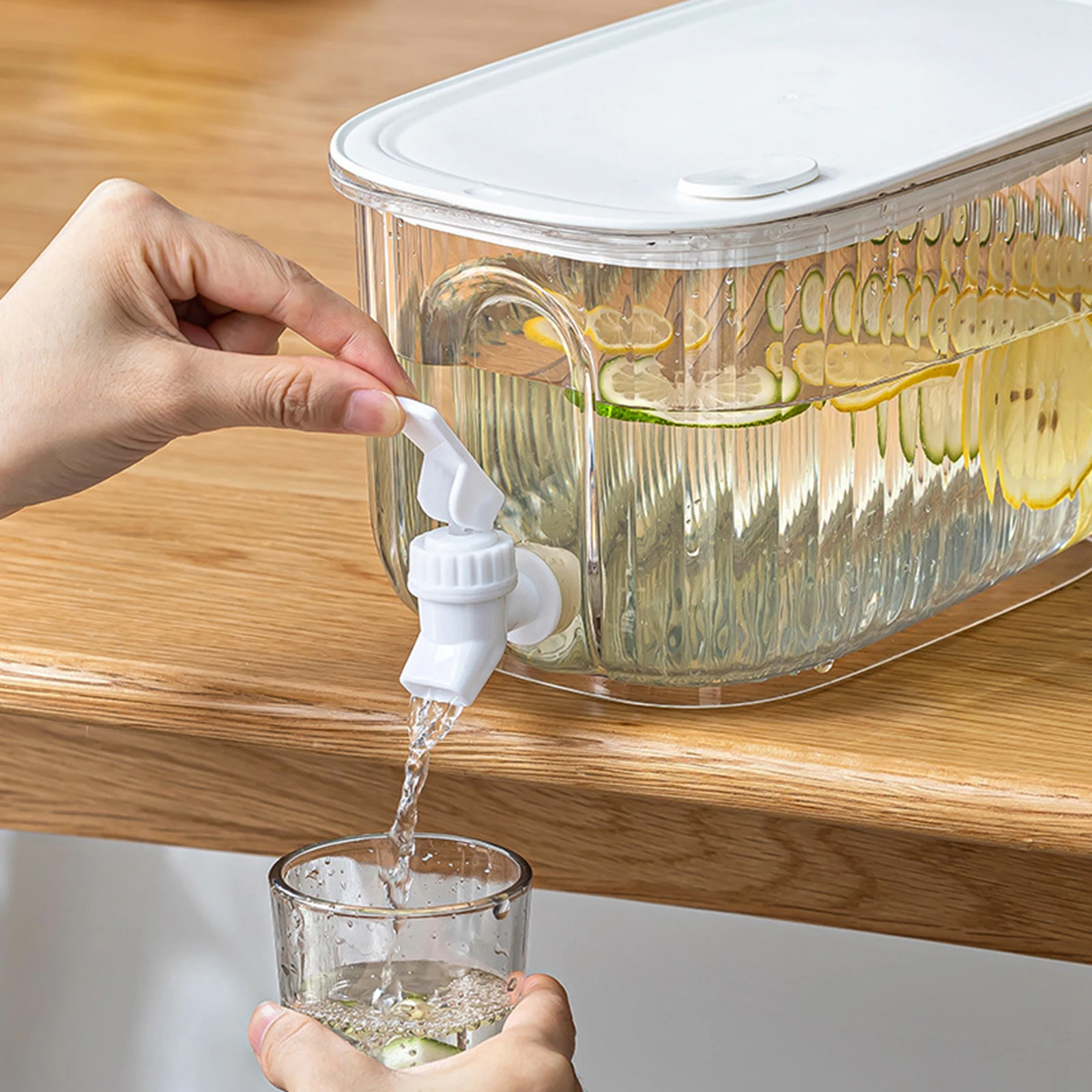 Description Picture 4 of itemFridge Beverage Dispenser Water Jug With Tap Large Capacity Cold Kettle Juice Jug Cold Kettle Cool Water Bucket for Home
