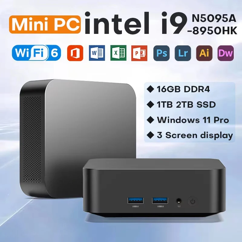 미니 PC 인텔 코어 i9 8950HK 셀러론 N5095A 포켓 컴퓨터 Windows 11 16GB RAM 2TB SSD 게이머 데스크탑 PC WiFi 6 게임용 컴퓨터