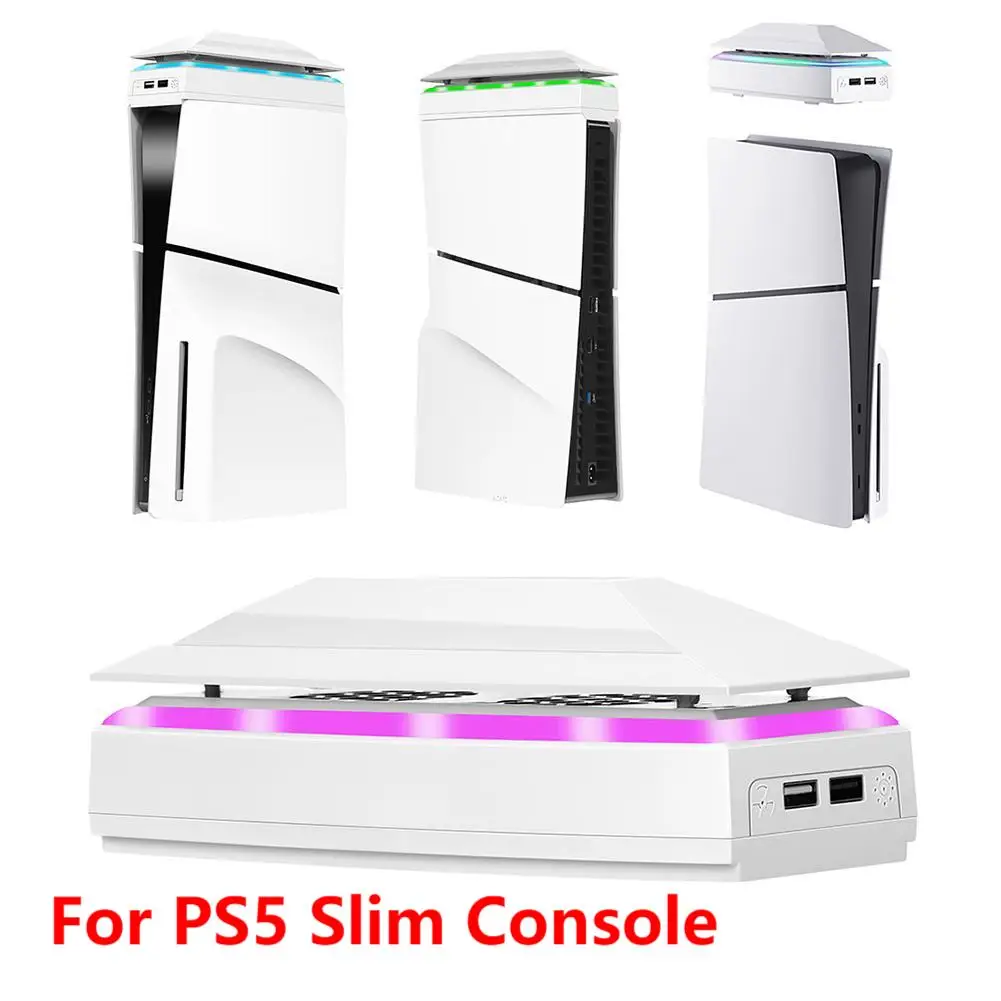 For PS5 Slim Console Cooling Fans RGB Dust-proof Game Host Radiator External Cooling Fan for Playstation 5 Slim Game Accessories