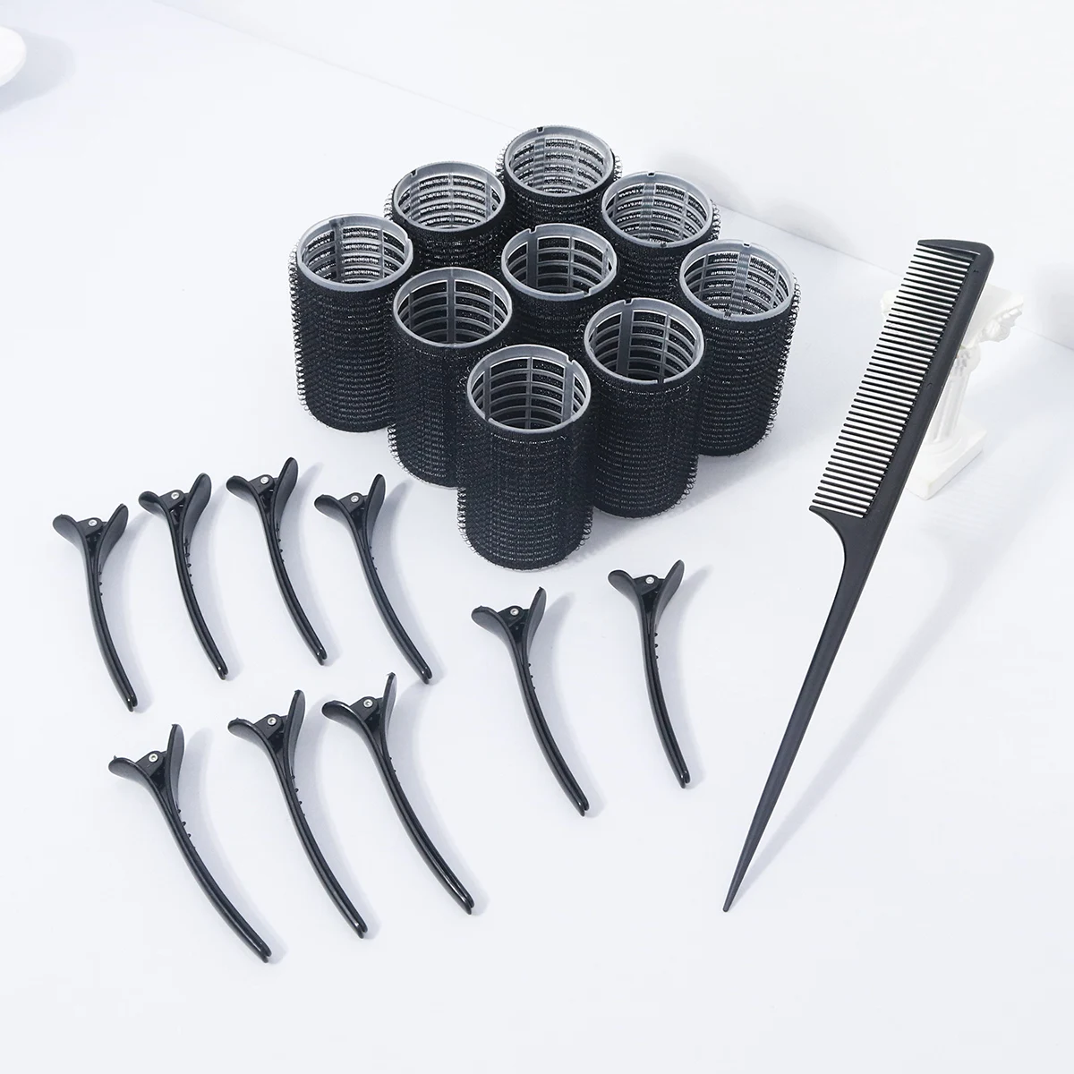 Styling Hair Accessory Kit Heatless Curler Duckbill Clip Pointed Tail Fine Tooth Comb For Real Hair Wigs 19pcs