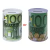 Tinplate Cylinder Piggy Banks Euro Dollar Picture Box Household Saving Money Box 6