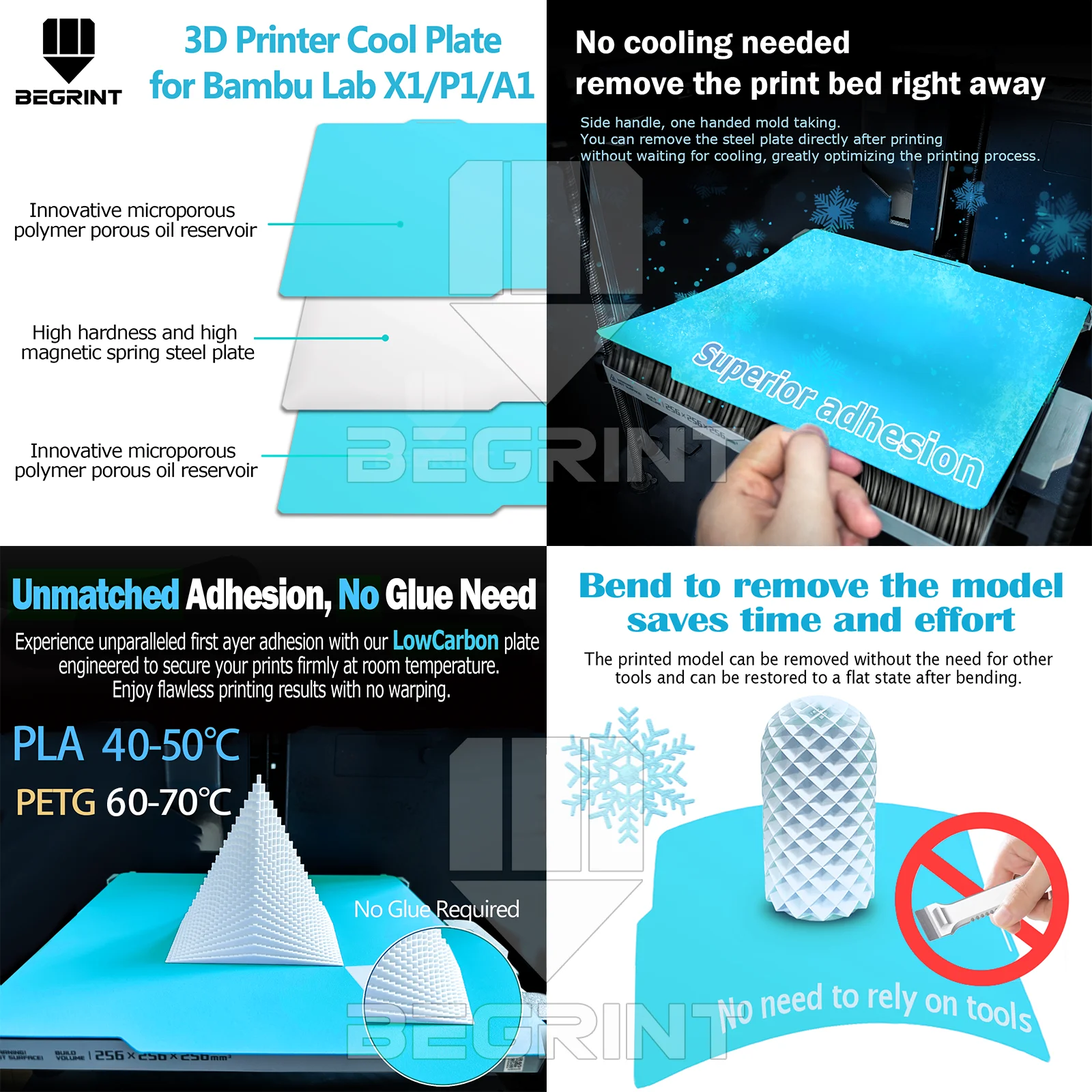 لوحة PEI محكمة على الوجهين لمختبر Bambu A1/P1/X1،...