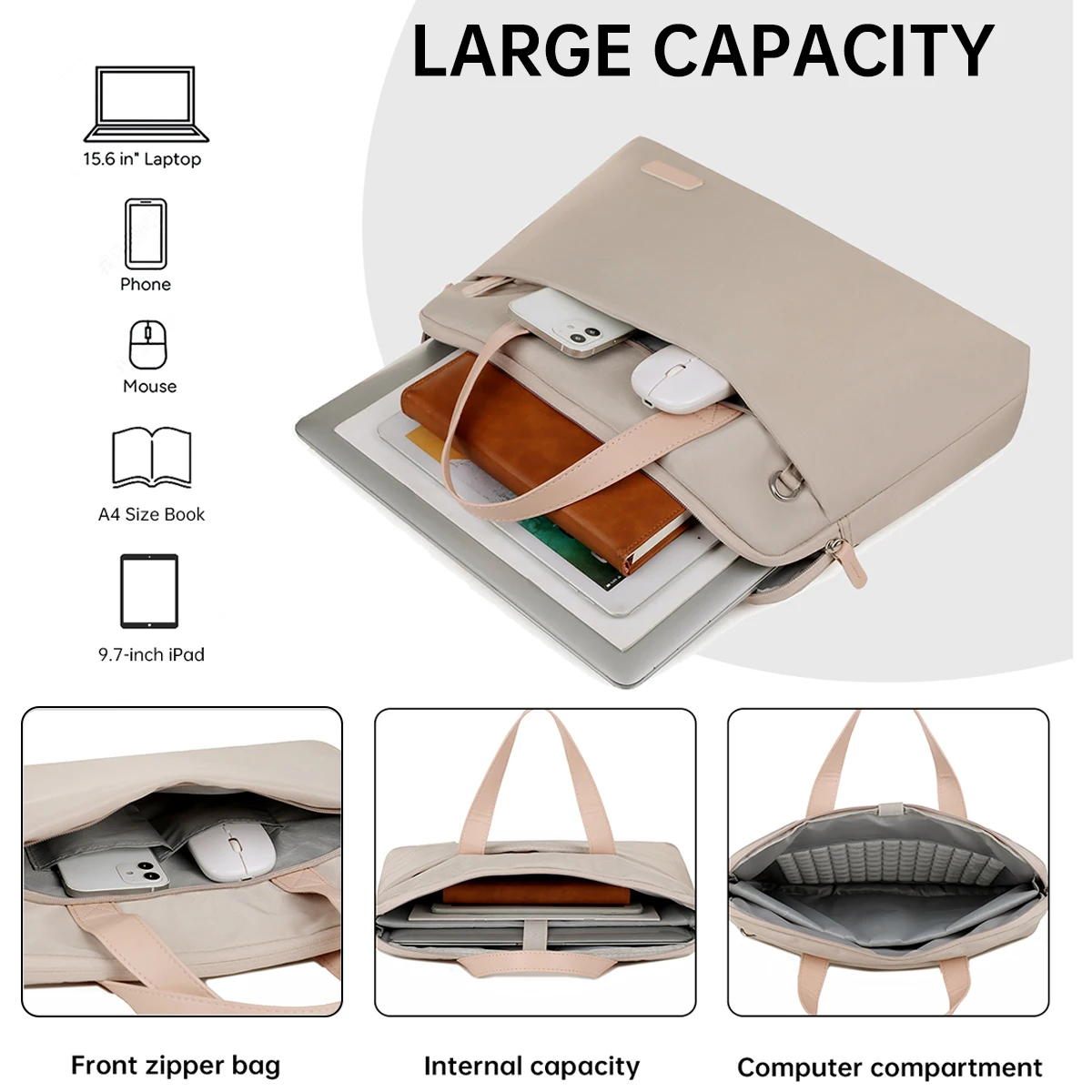 2025 New Laptop Bag Suitable for Apple MacBook Air 14, Men and Women, Huawei Matebook 13, Lenovo, Asus Pro 15.6, Dell 16inch, iPad Inner Sleeve Briefcase