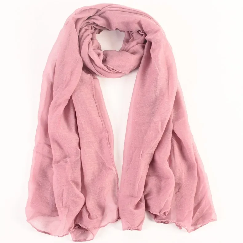 New Women 90x180CM Cotton Linen Scarf Shawl Hijab Long Headscarf Scarves Solid Color Soft Female Foulard Beach Stoles Scarf - 3