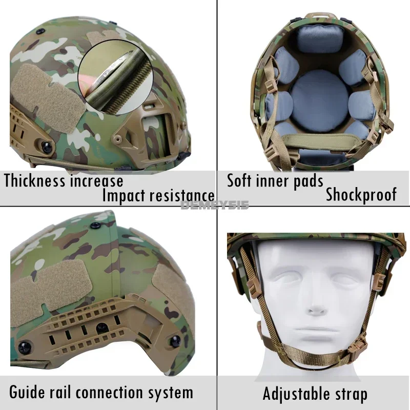 CMAIR4U Airsoft PJ Type Tactical Paintball Fast Helmet With Visor Goggles (BK