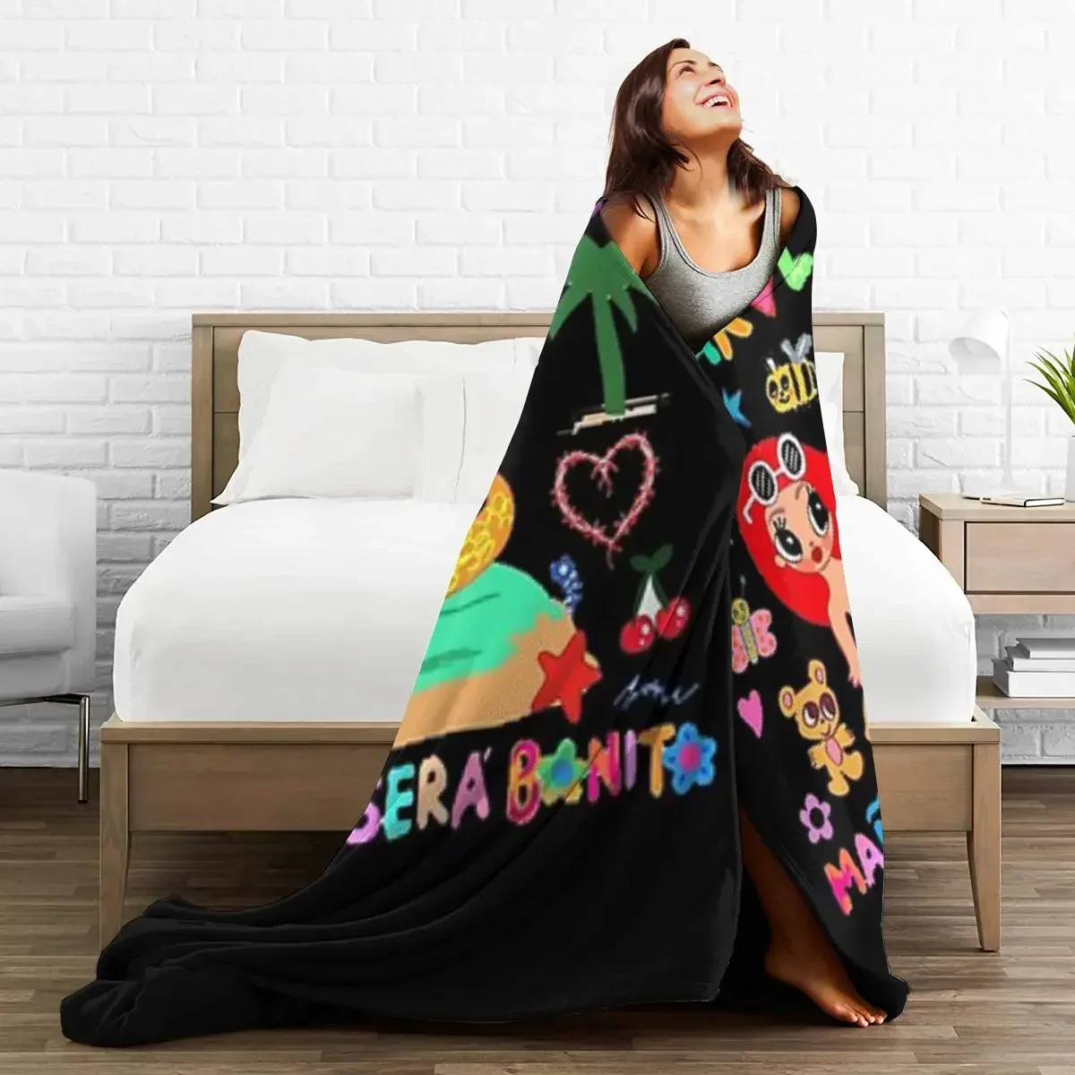 Manana Sera Bonito Karol G Blankets Soft Warm Flannel Throw Blanket Bedspread for Bed Living room Picnic Travel Home Couch 6