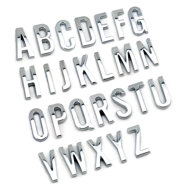 Lettres et chiffres 3d chromés de 20mm de haut, petits autocollants de  décoration d'intérieur pour voiture, auto-adhésifs - AliExpress