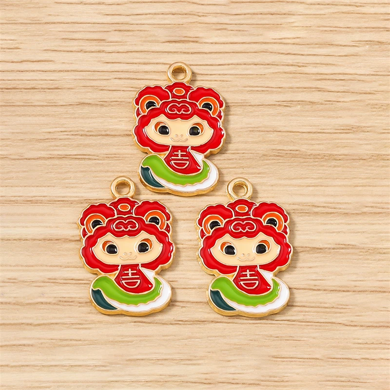 10 Stück 14x20mm Cartoon-Tier-Anhänger, Emaille-Schlangen-Charms, Anhänger für die Herstellung von DIY-Halsketten, Ohrringen, Armbändern, Schmuckzubehör – Detail 3