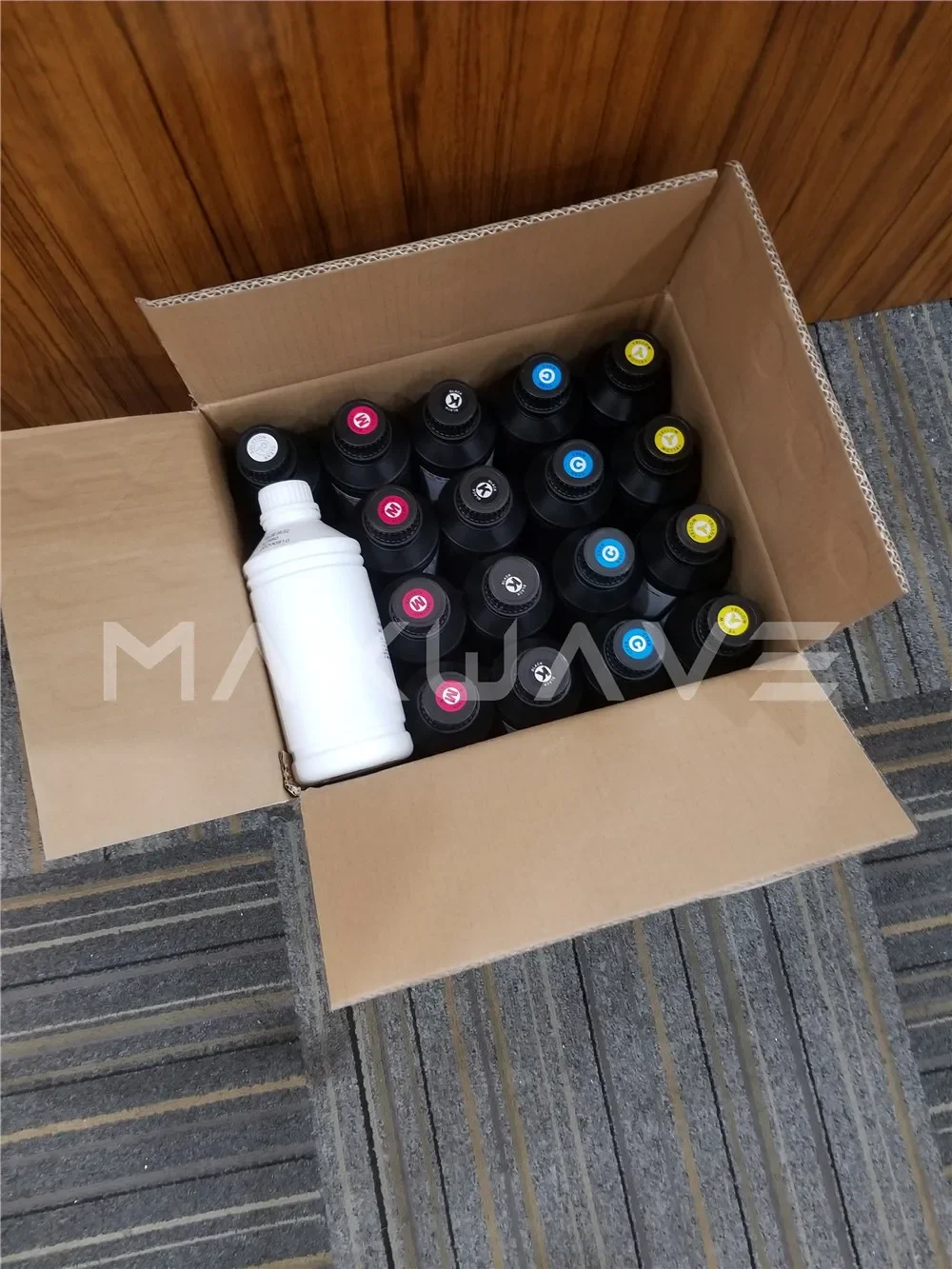 Epson LED UV Ink 500 ml*5 colors (CMYKW) for UV Vertical wall printer for metal, acrylic, leather, wood, glass