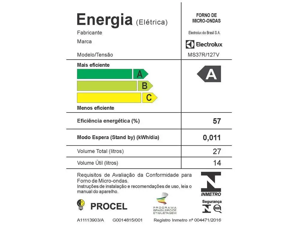 Micro-ondas Electrolux 27L MS37R - 110V 5