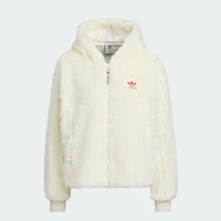 Adidas officiel véritable trois rayures nouvel an fausse fourrure manteau de mode pour femme IX4225 4