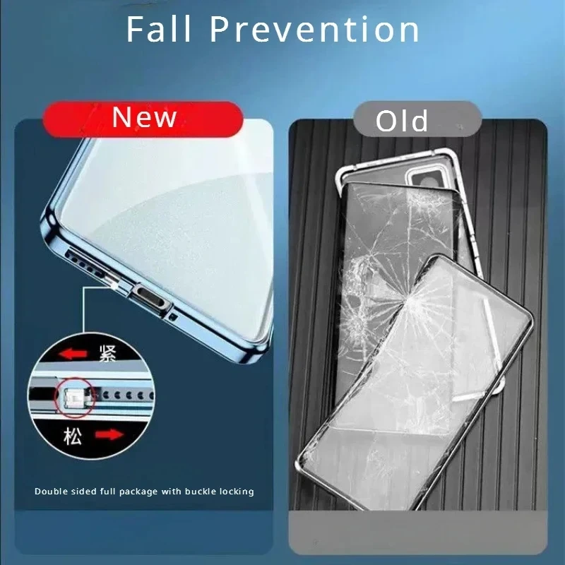 Enhanced Privacy Protection Metal Phone Case with Double-Sided Tempered Glass