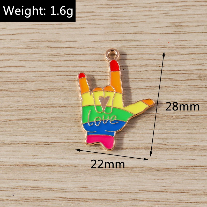 10 Stück niedliche bunte Regenbogen-Liebesherz-Anhänger für die Herstellung von Halsketten, Ohrringen, Armbändern, DIY-Handwerk, Schmuckzubehör – Detail 17