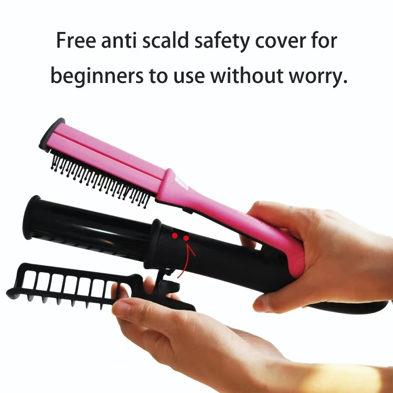 Short Hair Curling Iron Straight Hair Comb Rotating Hair Brush Curler Styler 2 In 1 Styling Tool Curling Iron With Brush