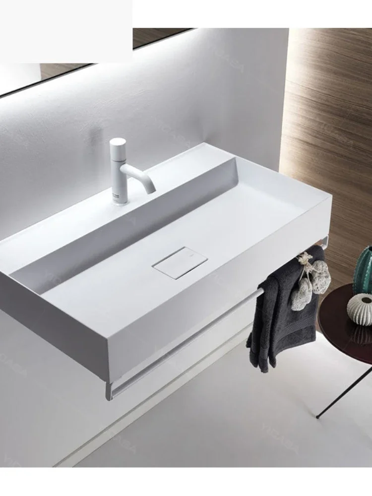 bathroom wash basin solid surface sink artificial stone basin cabinet countertop rectangular sink