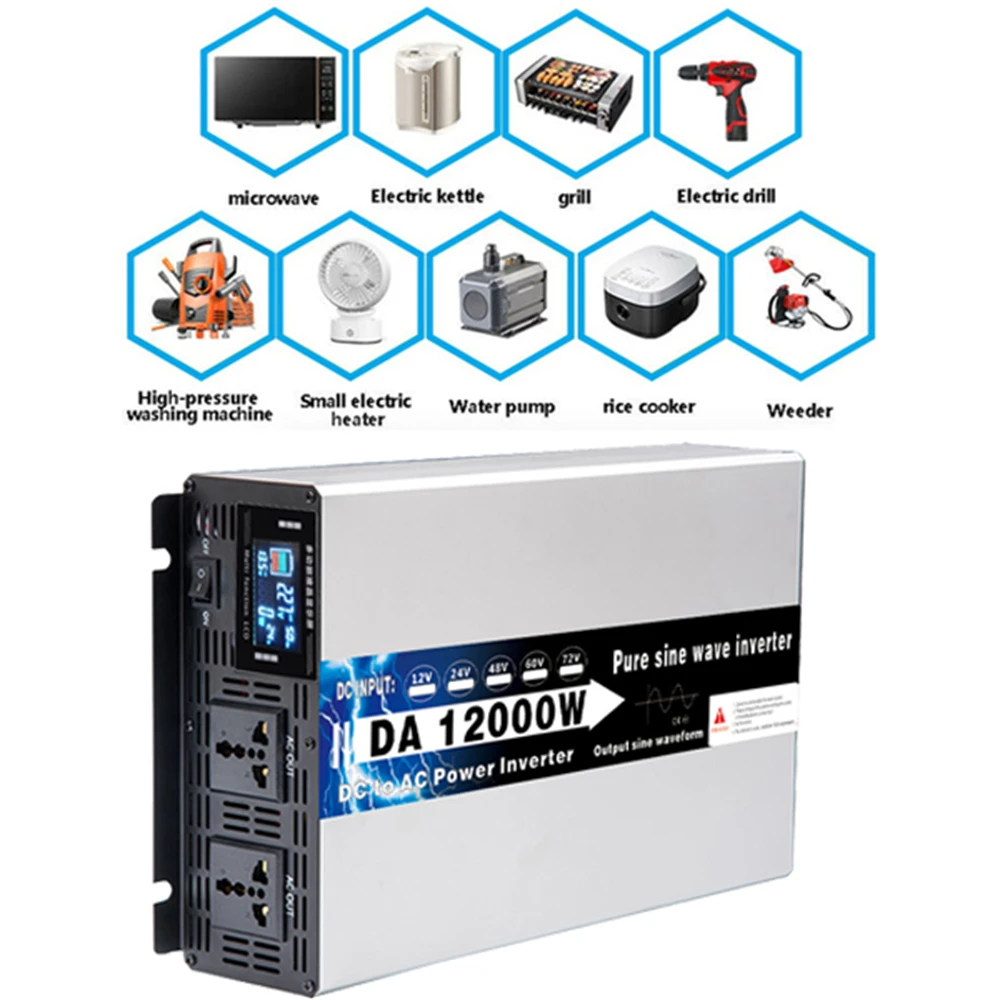 Inverter Solare a Onda Pura da 8000W 10000W 12000W, da 12V 24V 48V 60V 72V a AC 110V 220V, Convertitore di Tensione e Frequenza - Image 2