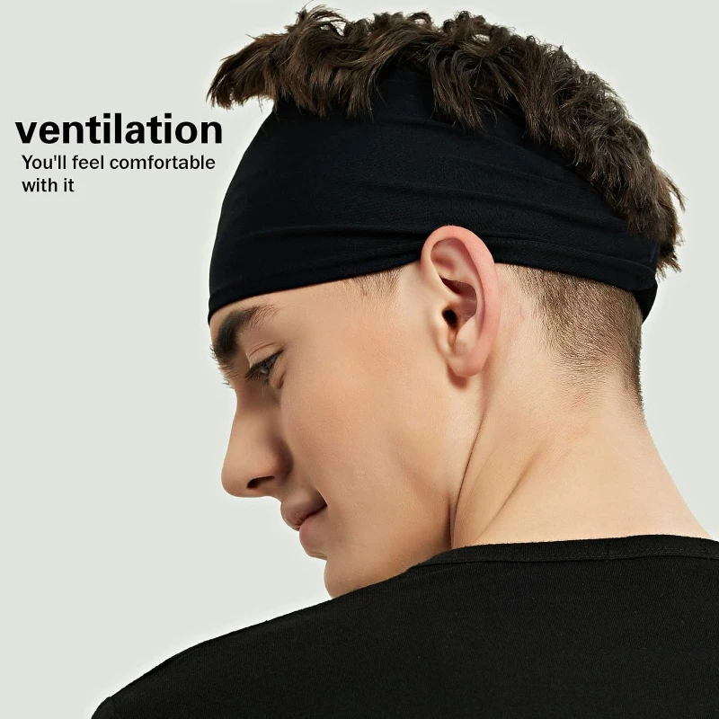 1/2Pcs Sports Headband for Men Fitness Sports Satin Head Band with Elasticity Yoga Sweat-Absorbent Headbands for Women and Men