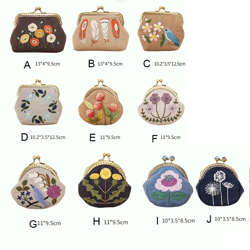 Home Decoration Needlework DIY Crafts Coin Purse Wallet Flower Patterns Embroidery Starter Kit Cross Stitch