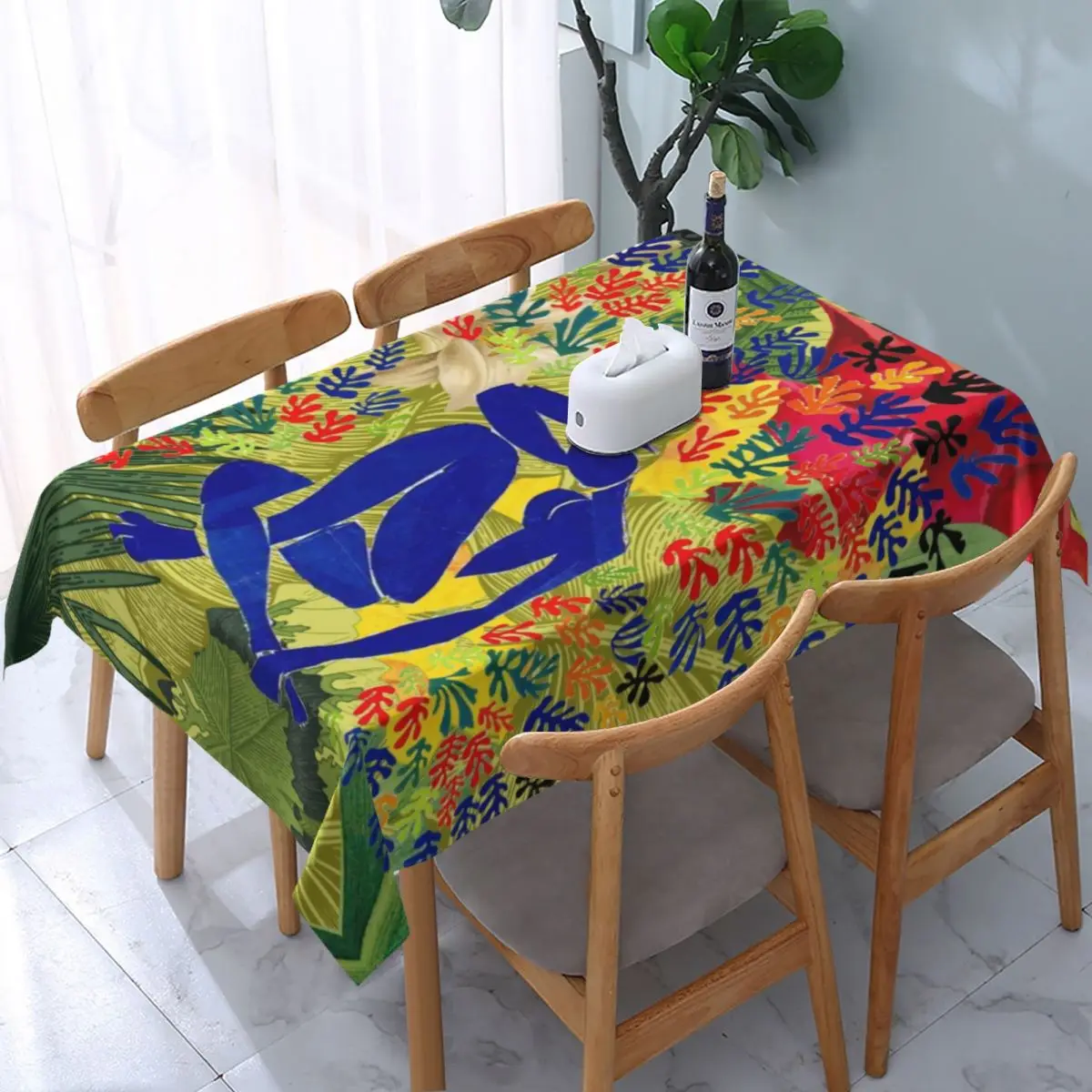 

Henri Matisse Abstract Pattern Tablecloth Rectangular Fitted Oilproof Blue Nudes And The Sheaf Table Cover Cloth for Kitchen