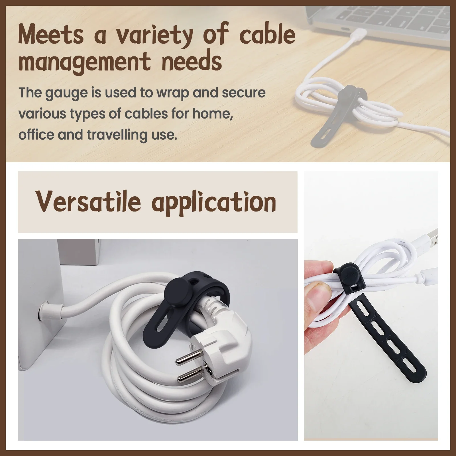 30Pcs Silicone Cable Ties Cord Organizer Adjustable Reusable Cable tie Straps Cable Management Organizer Fastening Cable Straps