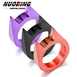 2023 New Purple Red Metal Camping Emergency Protector For Men and Women Self Defense Wolf Ring Defense Jewelry Accessories Gift