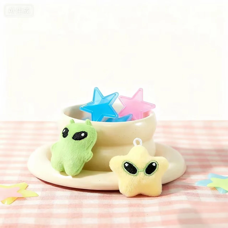 Cartoon Cute Star Plush Doll Pendant Mobile Phone Rope Bag Pendant Car Keychain Versatile Birthday Gift 1/2Pcs