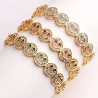 2024 New Retro Cubic Zirconia Smiling Face Open Bracelet for Unisex Office Party Friends Gift Jewelry Accessories 2