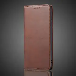 Luxurious Magnetic Leather Wallet Case with Card Holder and Holster for Mi Note 10 Pro (PNSQC Brown)
