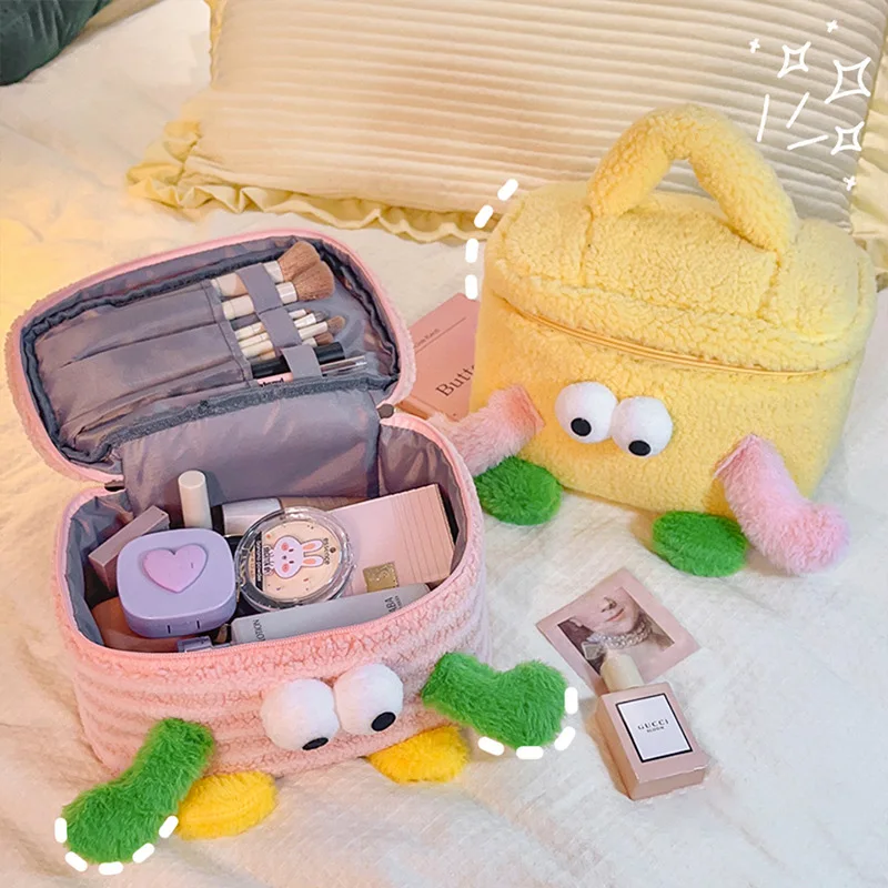 

Big-eye Plush Cute Cotton Makeup Bag Zipper Large Colorful Cosmetic Bag Capacity Storage Bag for Makeup Travel Organizer