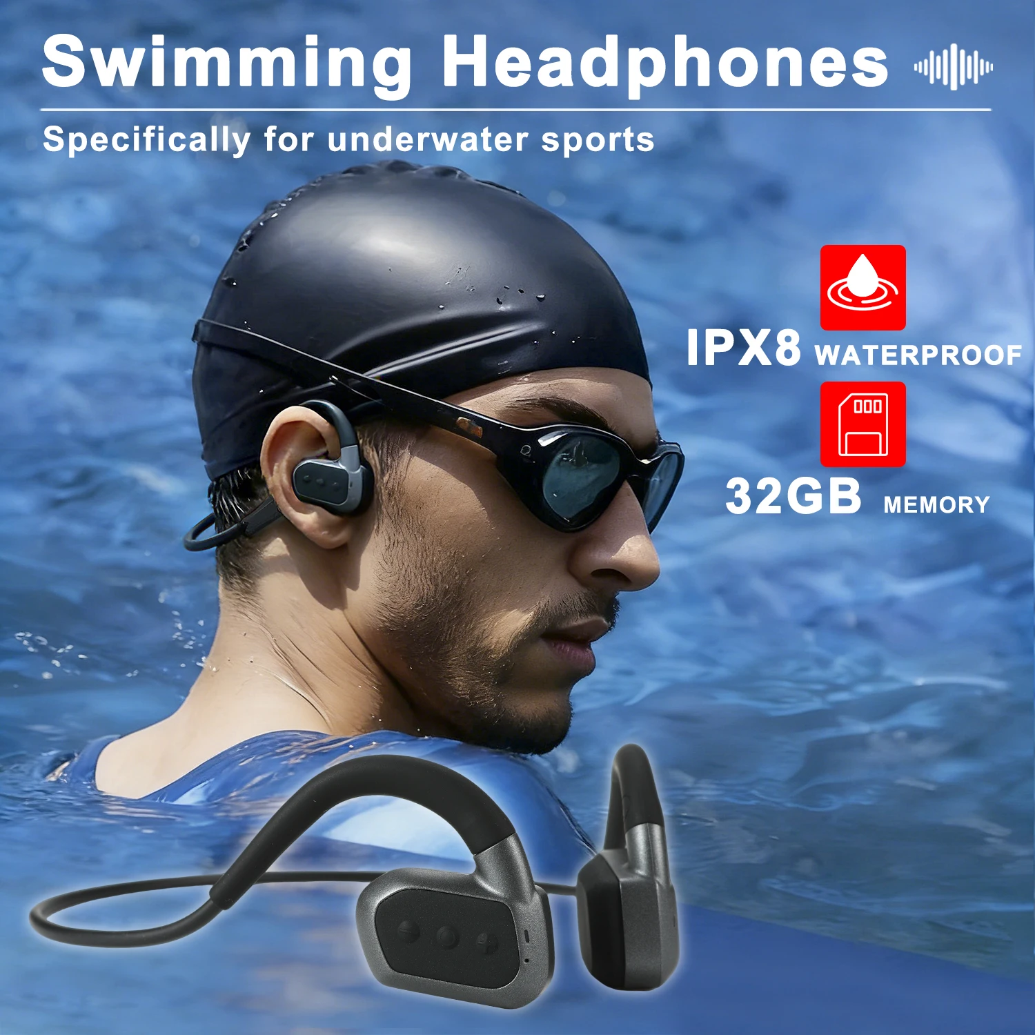 Tayogo Bone Conduction Swimming Headphones, Bluetooth 5.4, IP68 - View #12