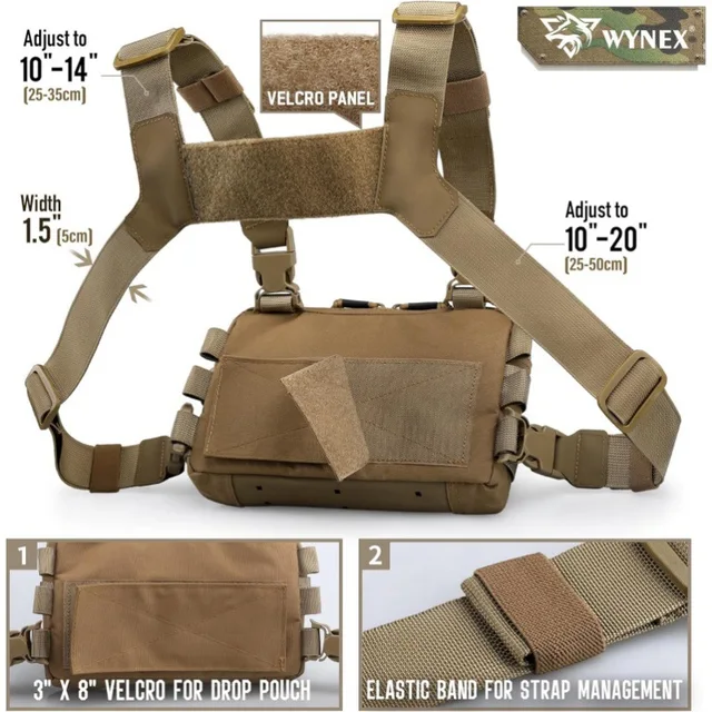 Tactical Chest Rig Pack for Men, Running Chest Bag with Front Loop Recon Chest Rigs for Hunting Outdoor EDC 2