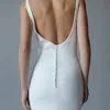 Simple Mermaid Wedding Dress 2024 Scoop Neck Backless Bride Dress Long Bride Gown With Button Women Customize Made 5