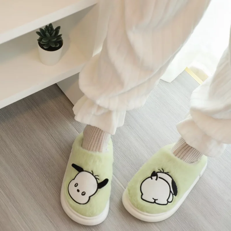 Sanrio Kulomi Cute Sweet Warm Home Women's Shoes Melody Cartoon Versatile Plush Bag Toes Platform Cotton Slippers 3