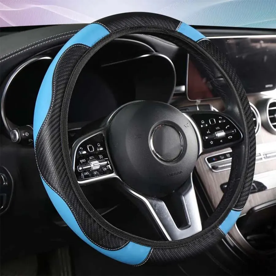 Steering Wheel Cover Non-inner-ring Automobile Steering Wheel Cover Leather Four Seasons for Spring Summer Autumn Winter for Men and Women