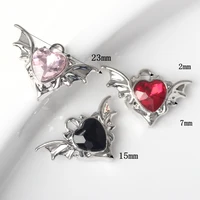 10pcs Alloy Fashion Wings Inlaid Color Heart Shape Pendant Accessories DIY Handmade Earrings Necklace Bracelet Accessories Craft 2