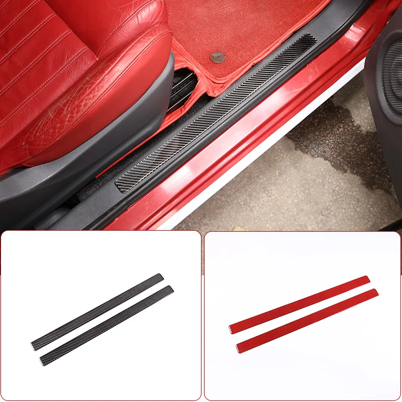 

For Fiat 500 2011-2019 Soft Carbon Fiber Car Interior Door Sill Bar Protection Pedal Decorative Sticker Car Interior Accessories