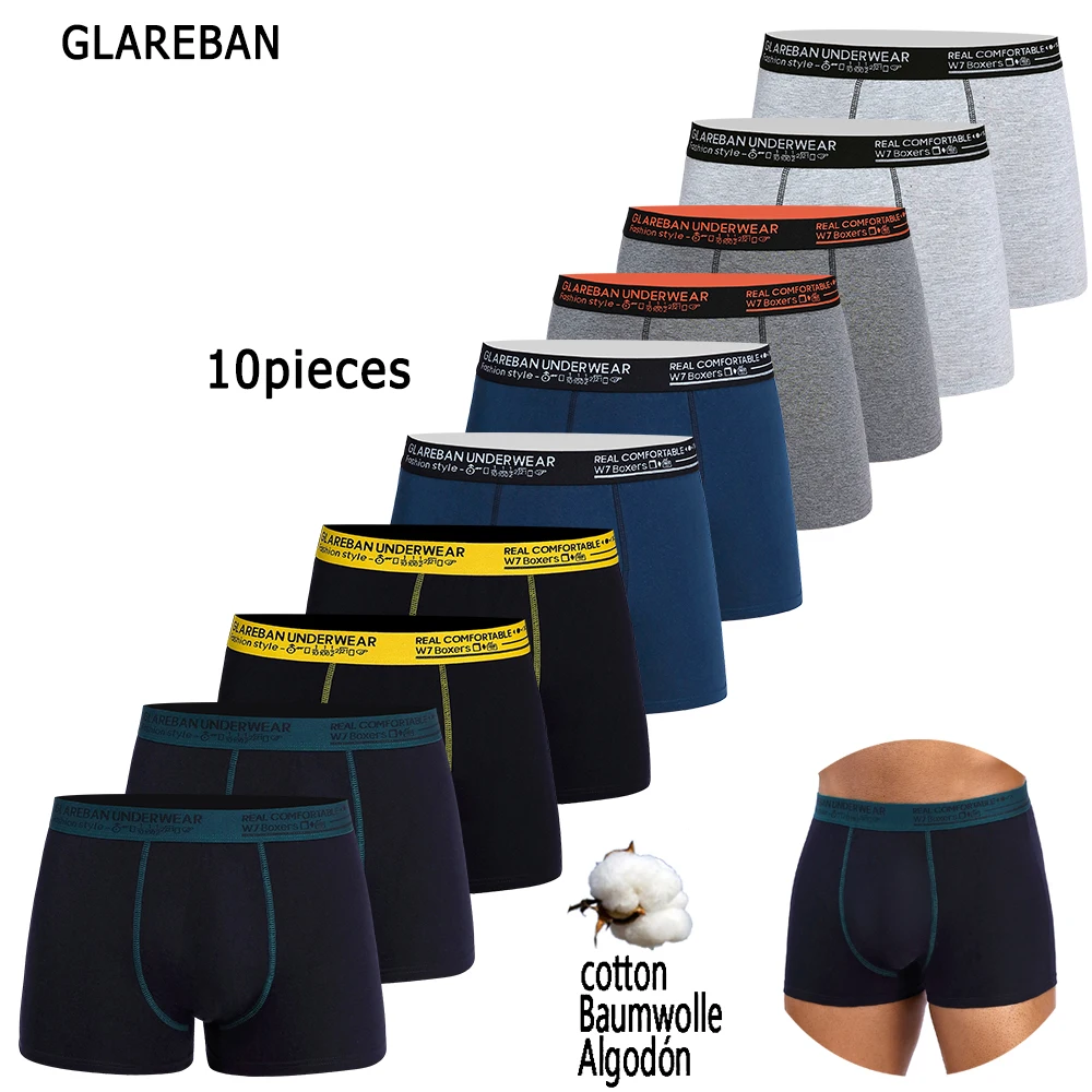 10pcs Pack Cotton Boxers Shorts Mens Underwear for male Briefs Sexy Underpants Slip Breathable Boxing Panties hot Sexis Basic 1