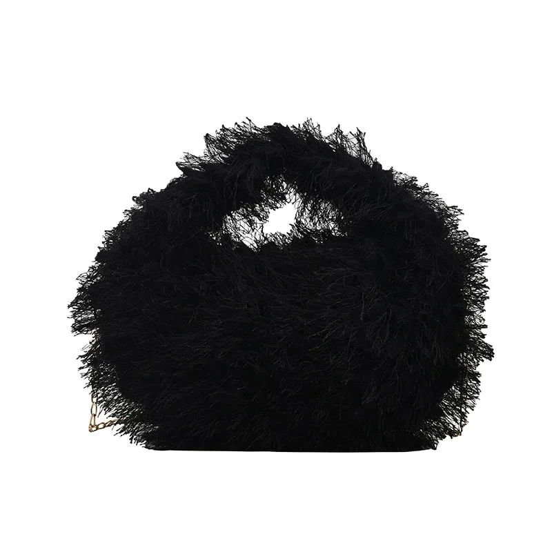 Shoulder Bags for Women Handbags NEW Autumn Winter Plush Fashion Carrying Small Round Fur Bag Cute Crossbody Underarm Bag