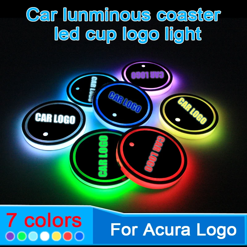2PCSLedCarCupHolderCoasterForAcuralogoLightFormdxtsxrdx