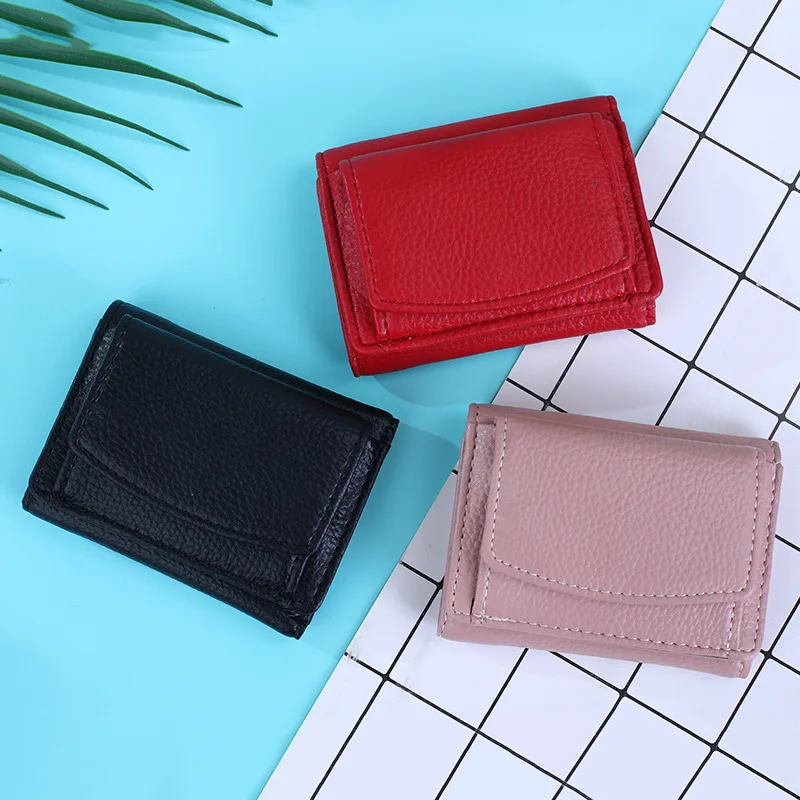 

New Purse Short Female Wholesale Japanese Coin Bag Money Clip Mini Student Purse Lychee Pattern Clutch Bag