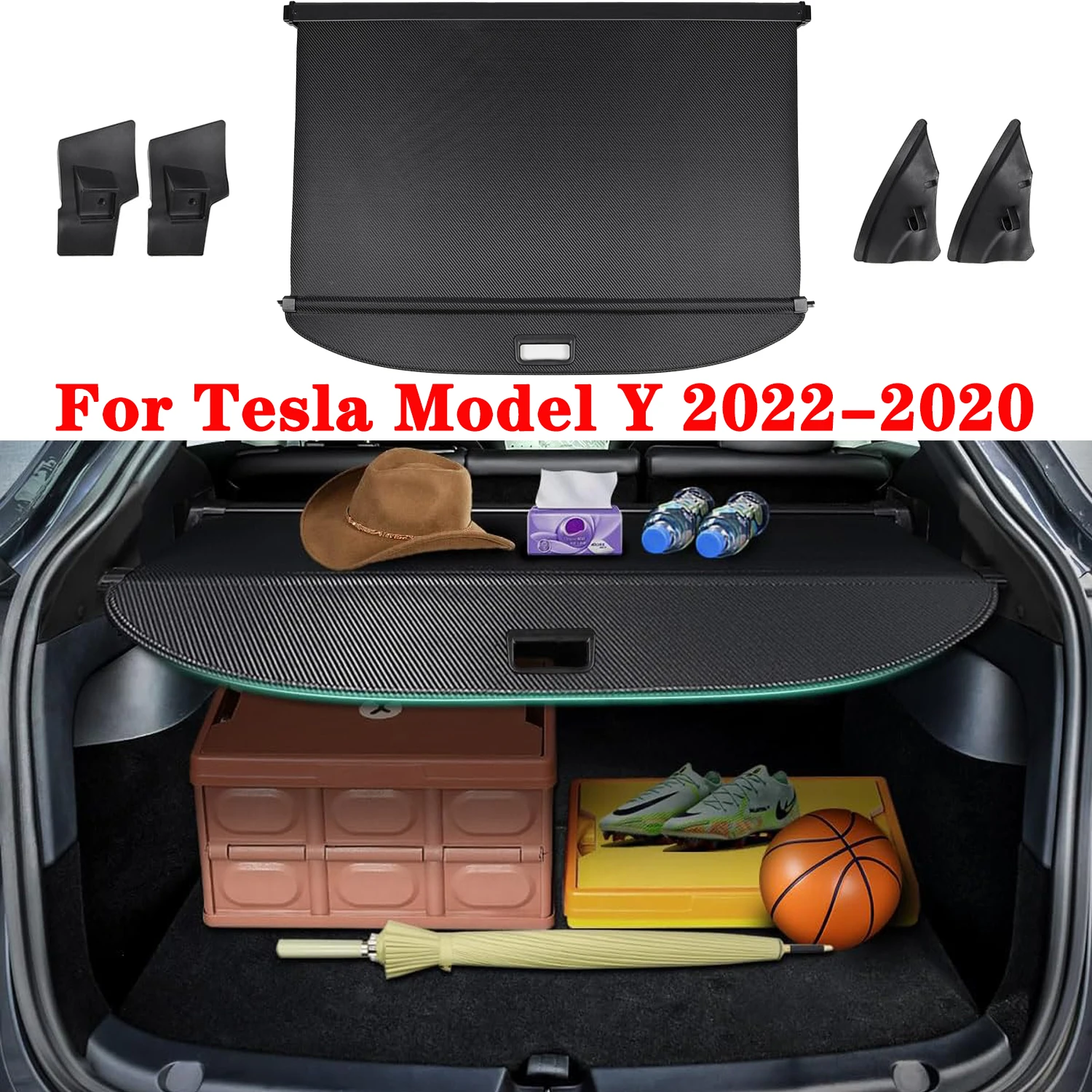 For Tesla Model Y Rear Trunk Organizer Cargo Cover, Retractable Trunk Security Cover Shielding Shade Accessories