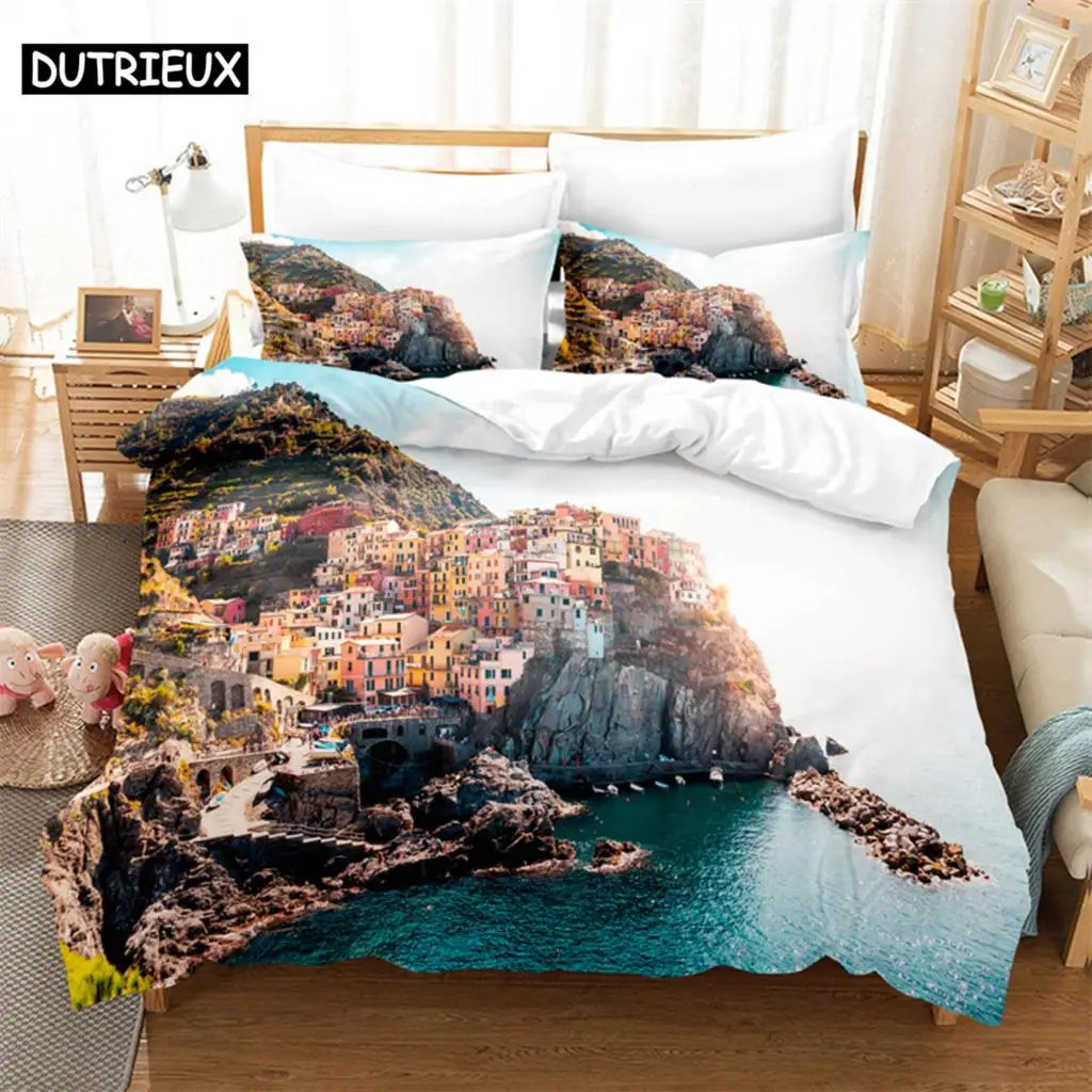 

Beautiful Coastline City Bedding Set Duvet Cover Set 3d Bedding Digital Printing Bed Linen Queen Size Bed Set Fashion Design