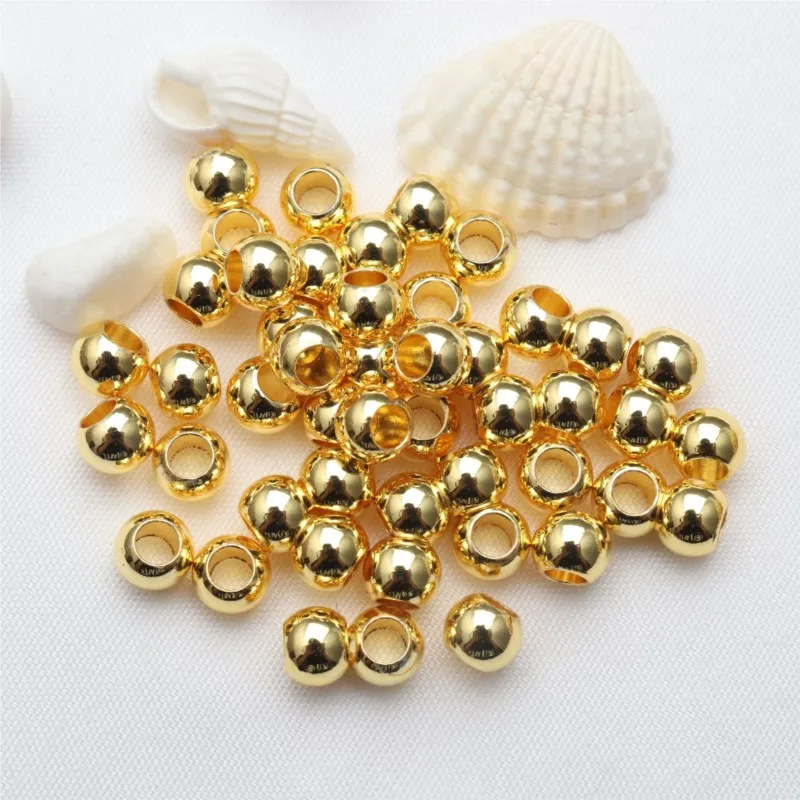 50pcs18KGoldFilledSpacerBeadsRoundLargeHoleForDIYBracelet