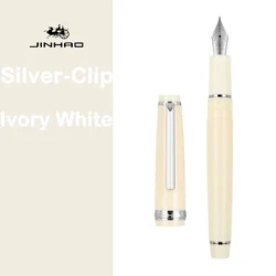 Elegant Silver Clip Luxury Fountain Pen with Extra Fine Nib - Premium Writing Instrument for Office & School Supplies (S - Ivory white)