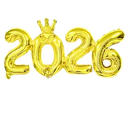 Elegant 2026 Foil Balloon Set for New Year's Eve Party & Festive Decor (Gold Crown)