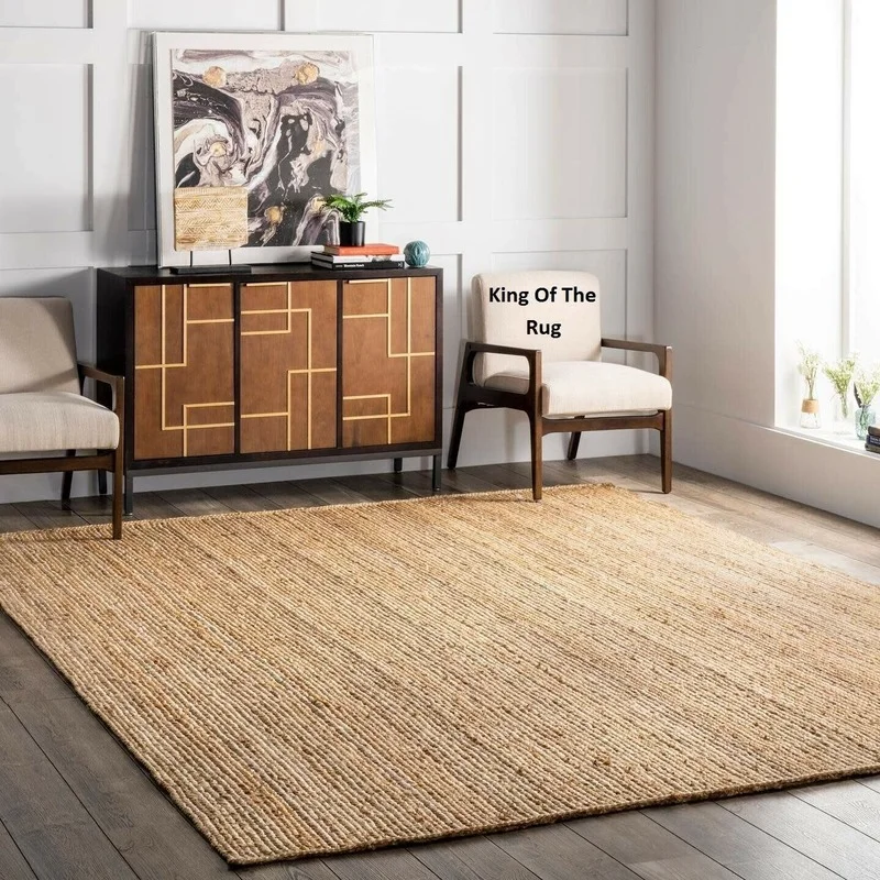 Rug Jute Carpet Rectangle Natural Handmade Runner Rustic Look Braided Style Living Room Decoration Rugs for Bedroom 2