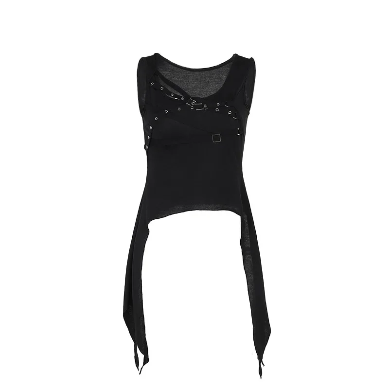 ★WAIKEI★ Pochaco Stripe Sleeveless Black YKBE05TS01-2 New Gothic Vintage Women's Punk Sleeveless Black Tank Top