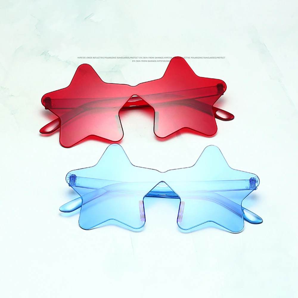 1Pc Frameless Star Shaped Solid Color Glasses For Cosplay Eyewear Cool Disco Glasses For Women Men Fashion Pentagram_voghion.com