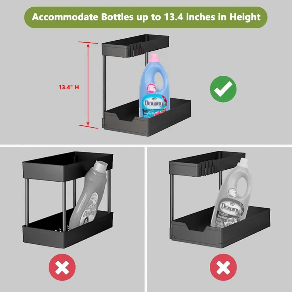 Under Sink Organizers and Storage, L-Shape Kitchen Bathroom Organization, 2-Tier Sliding Storage Under Sink Cabinet Organizer 2