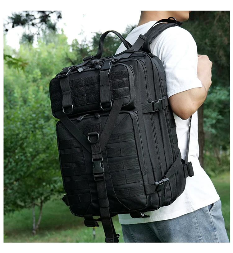 40L Outdoor-Taktischer Rucksack, Bergsteigertasche mit großem Fassungsvermögen, multifunktionaler, wasserdichter Studenten-Schulrucksack aus Camouflage-Nylon, Reise-Computerrucksack – Detail 22